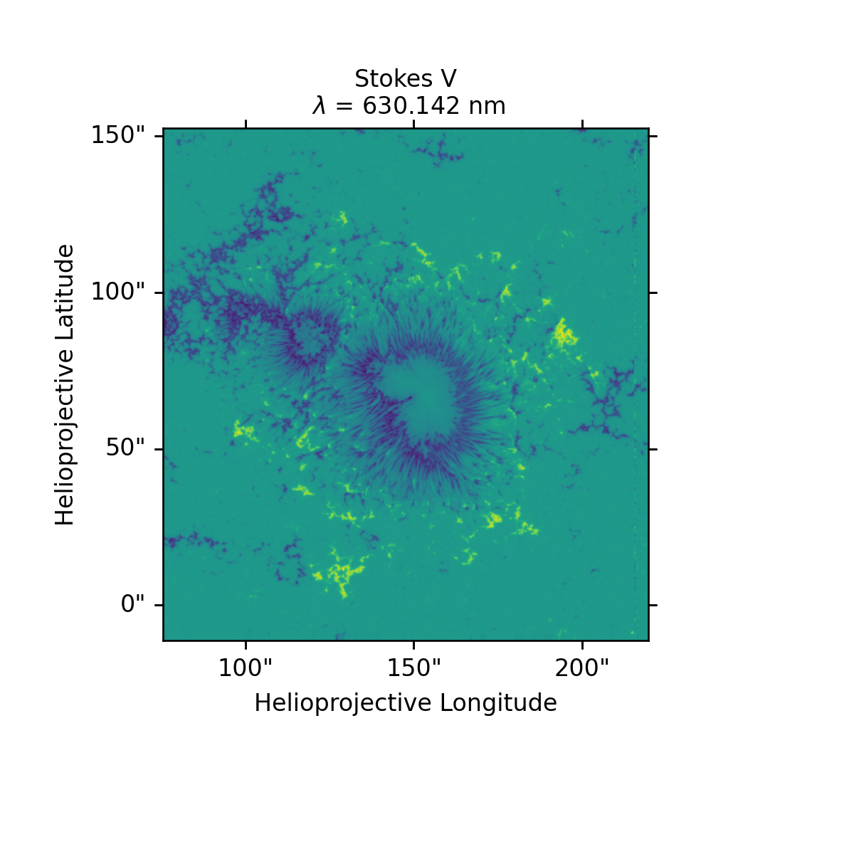 Plot of a StokesParamMap object from a wavelength index
